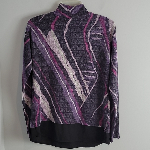 Simply Vera Vera Wang Tunic chiffon Trim mock neck Small - Picture 5 of 8